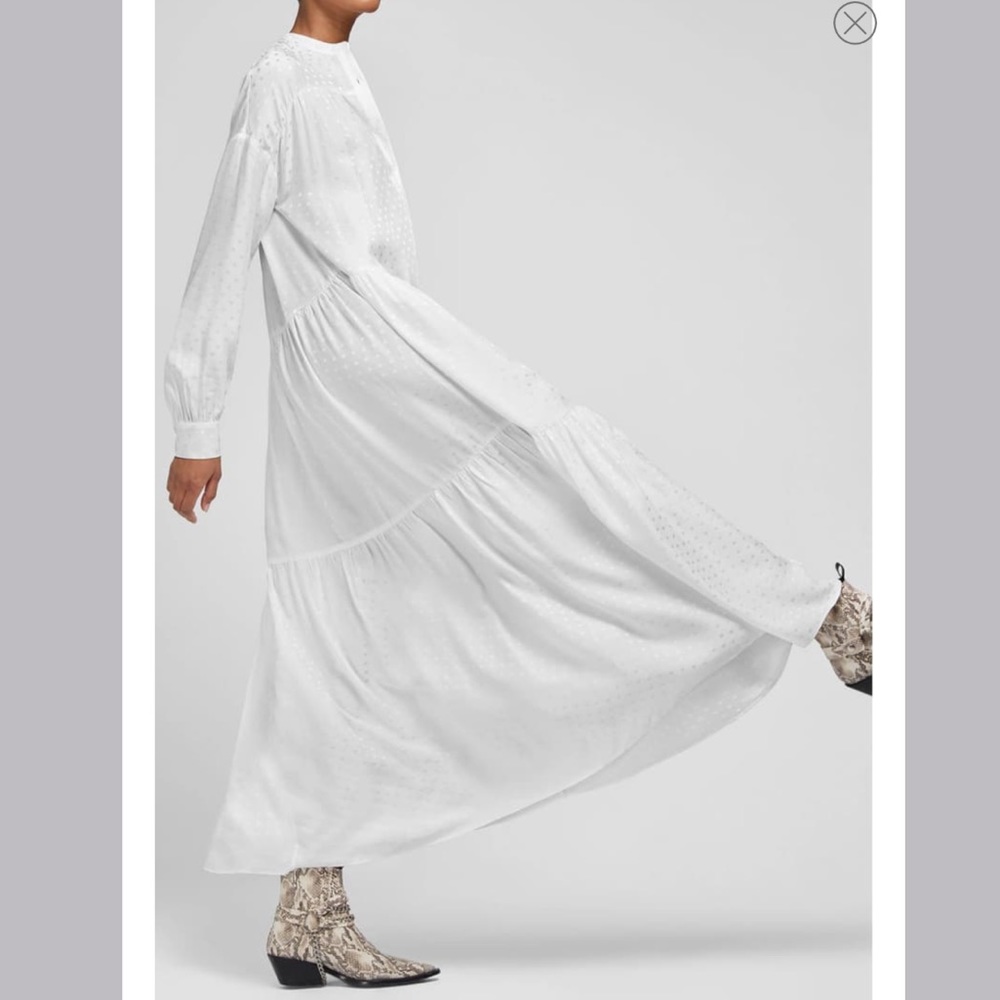 NWT Anine Bing Dot Long Sleeve Silk Maxi Dress - S